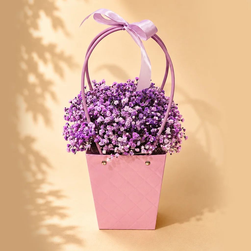 Violetinio atspalvio gubojos gėlių dėžutė